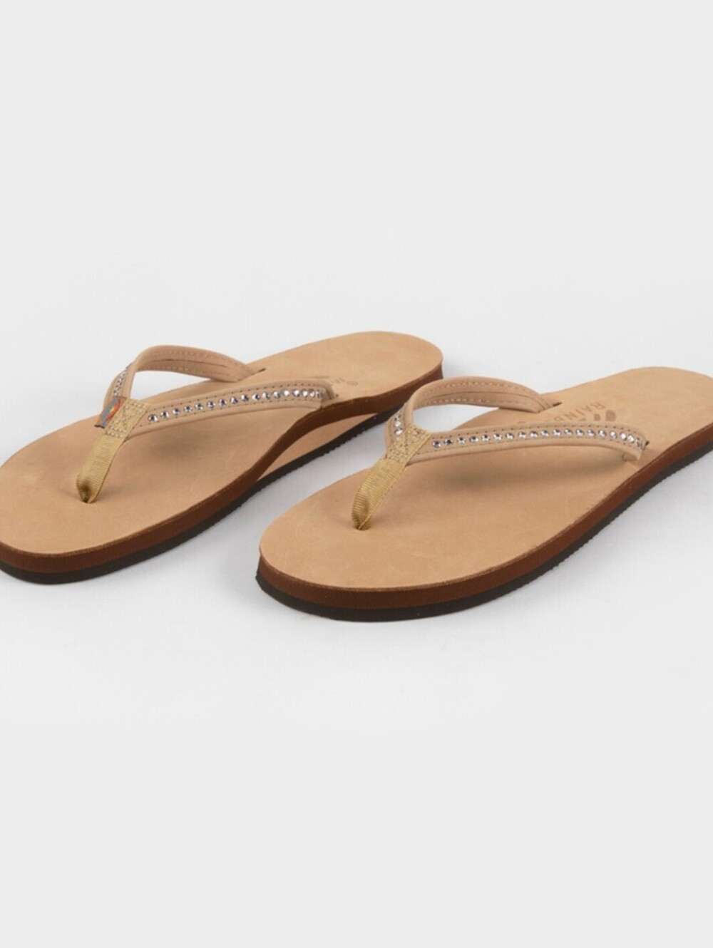 RAINBOW Crystal Collection Narrow Strap Womens Flip Flops Size 6